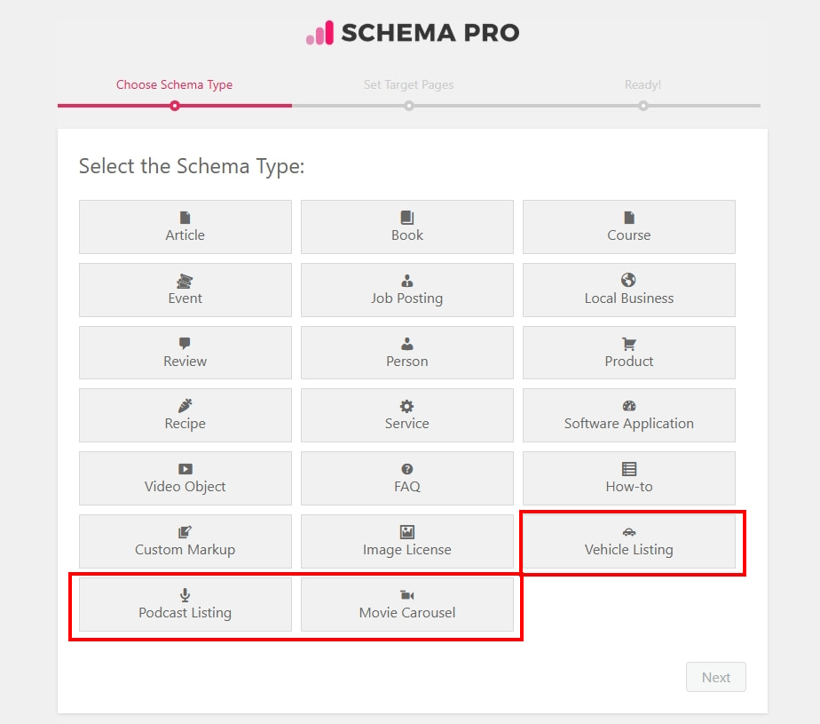 Chose the Schema you want to add