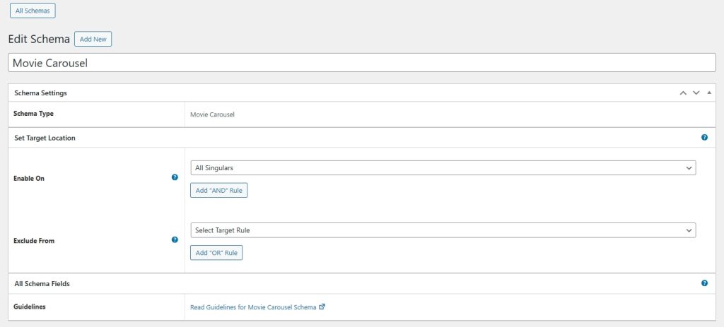 Movie Carousel Listing Schema