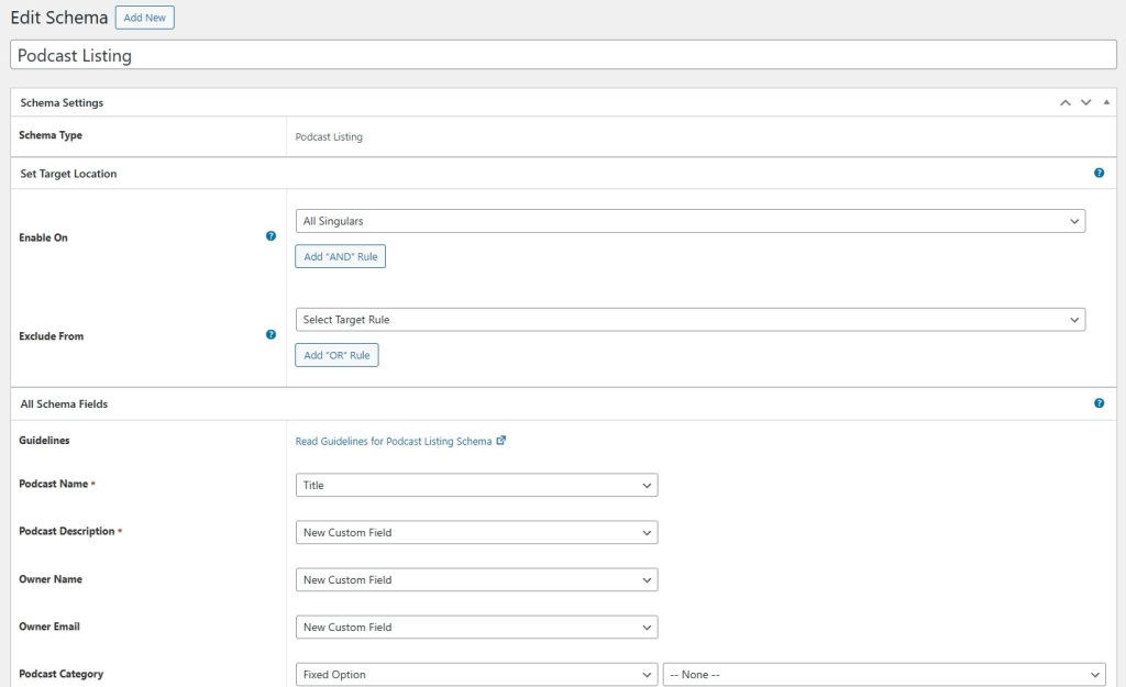 Podcast Listing Schema