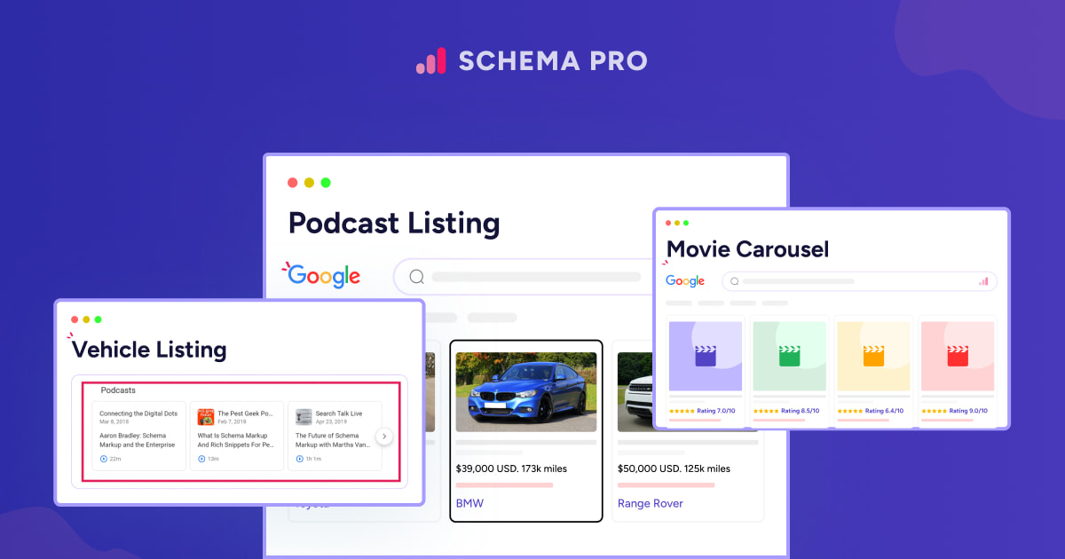 Introducing Vehicle Podcast Movie Carousel New Schema